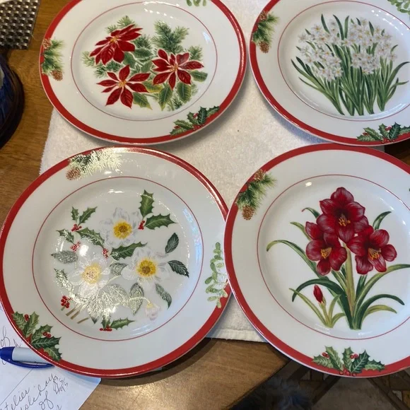 American Atelier Stoneware Holiday Floral set of inch  New
